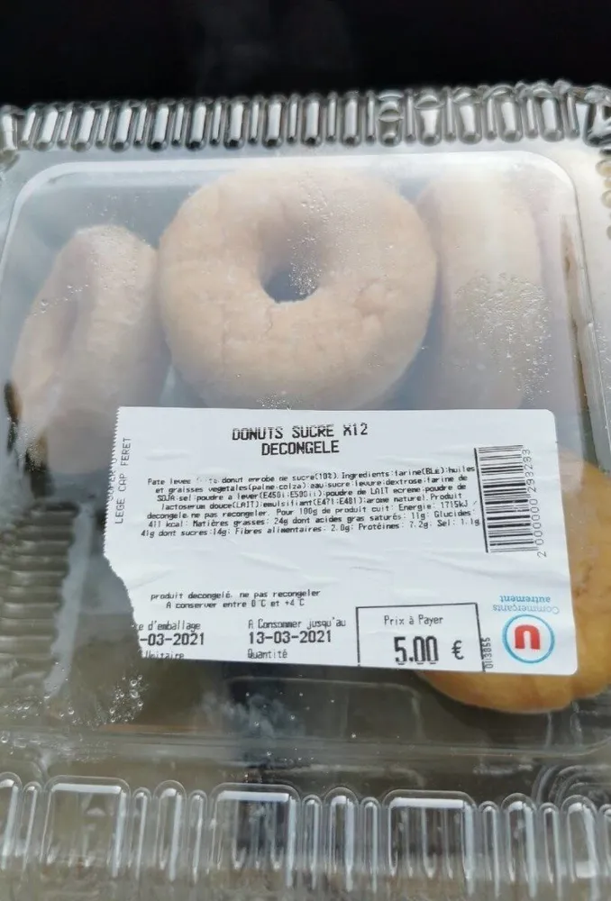 Donuts sucre x12 décongelé