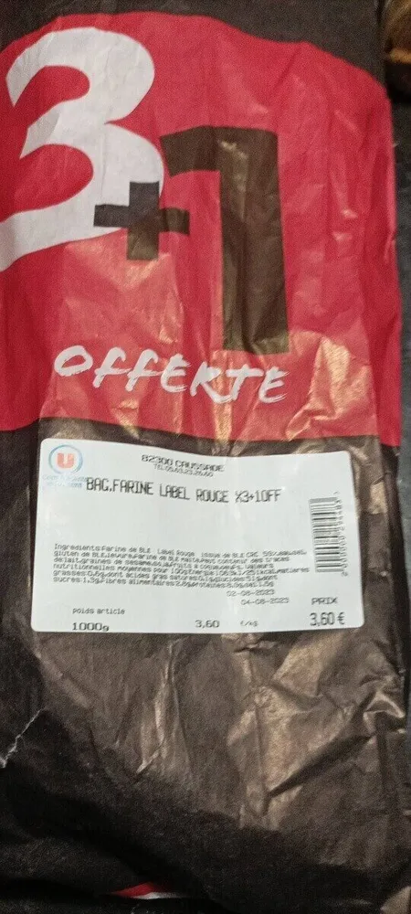 Baguette farine label rouge 3+1 offerte