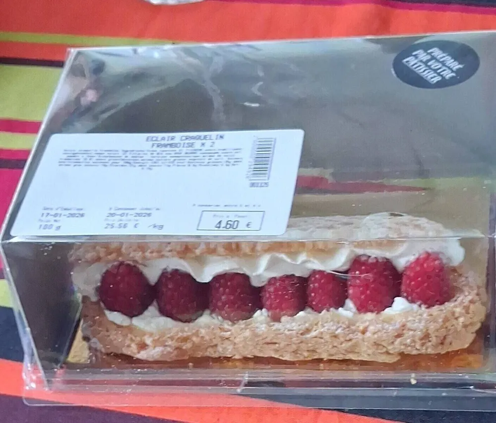 Éclair craquelin framboise