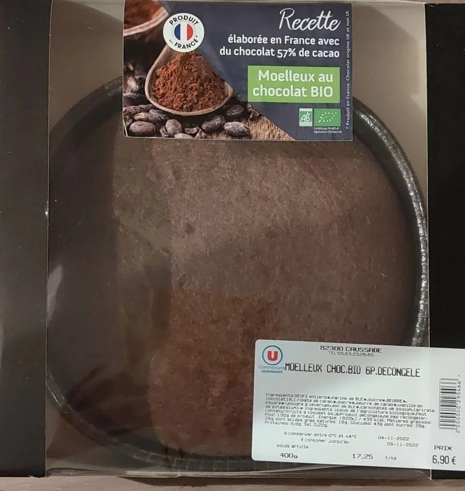 Moelleux chocolat bio