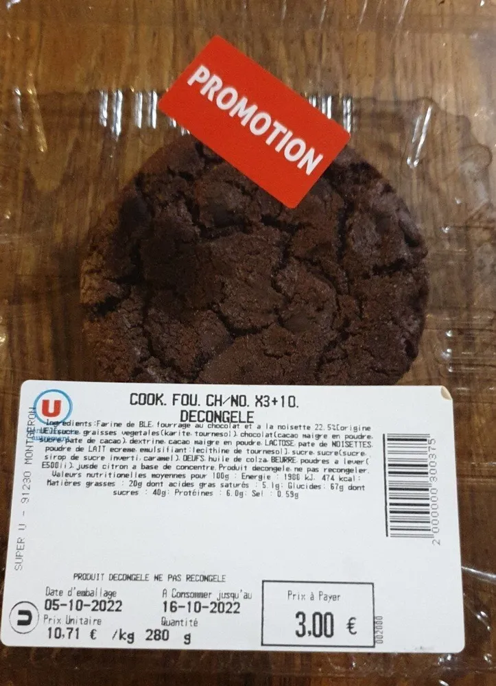 Cookie fouré chocolat noisettes