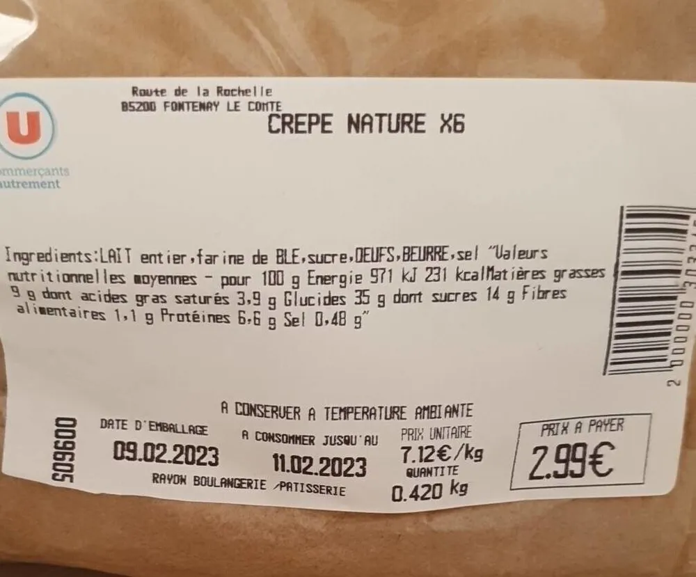 Crêpes nature