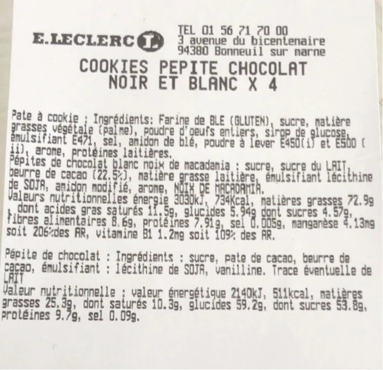 Cookies pépite chocolat noir et blanc