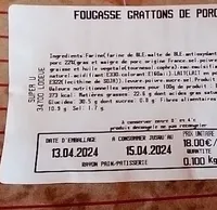 Fougasse grattons de porc
