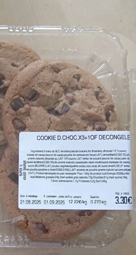 COOKIE D.CHOC.X3+1OF DECONGELE