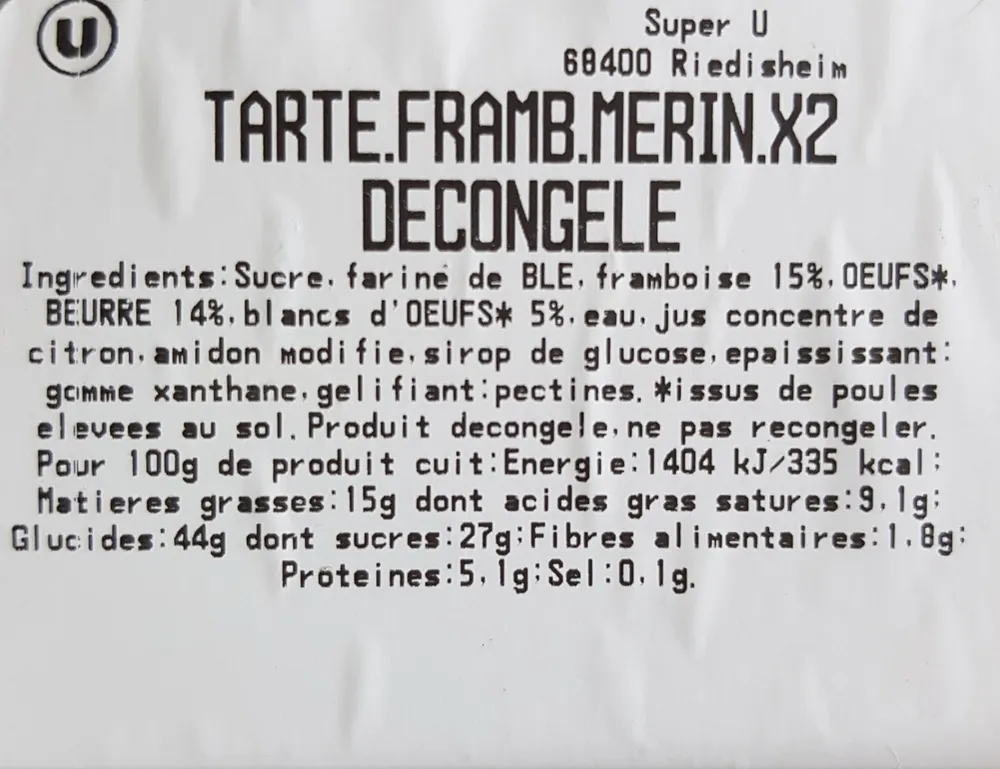 Tarte Framboise meringuée decongelée