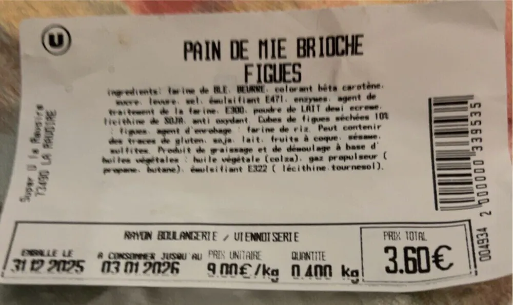 Pain de mie brioché figues