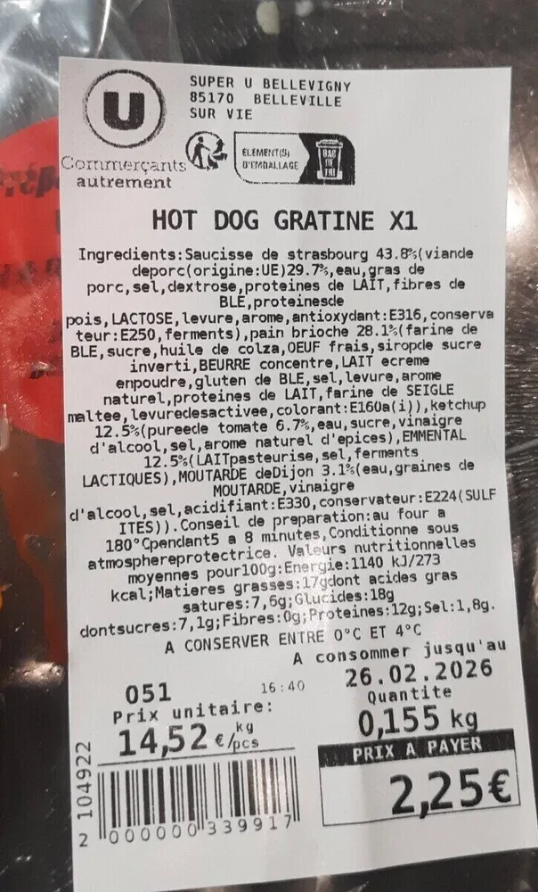 Hot dog gratiné