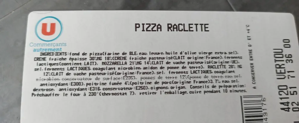 Pizza raclette