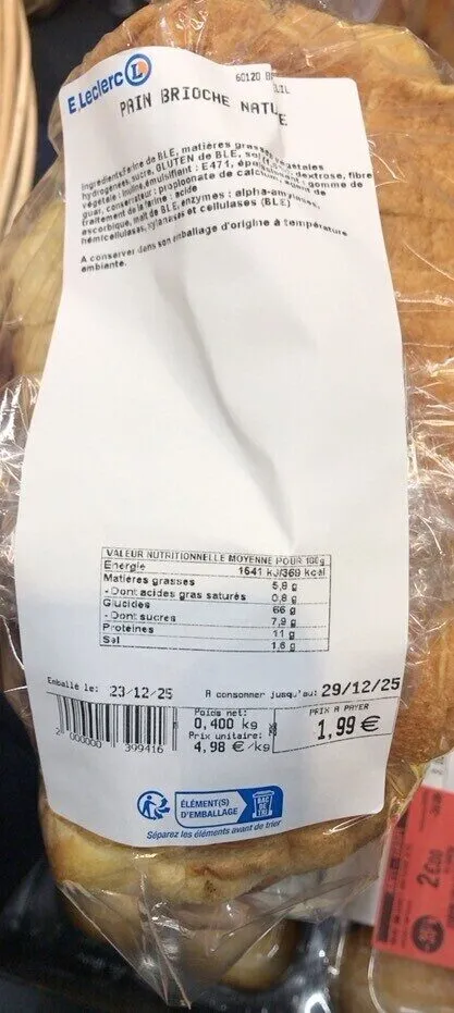 Pain brioché nature