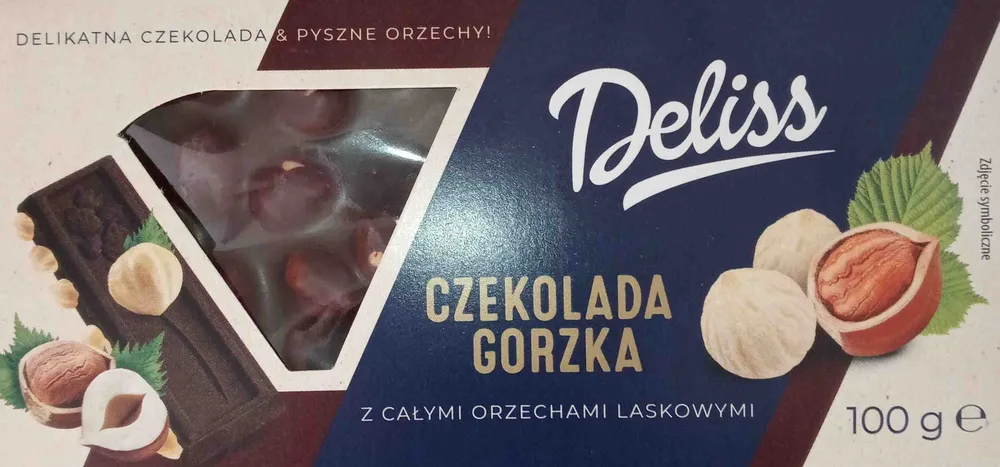 Czekolada gorzka z całymi orzechami laskowymj