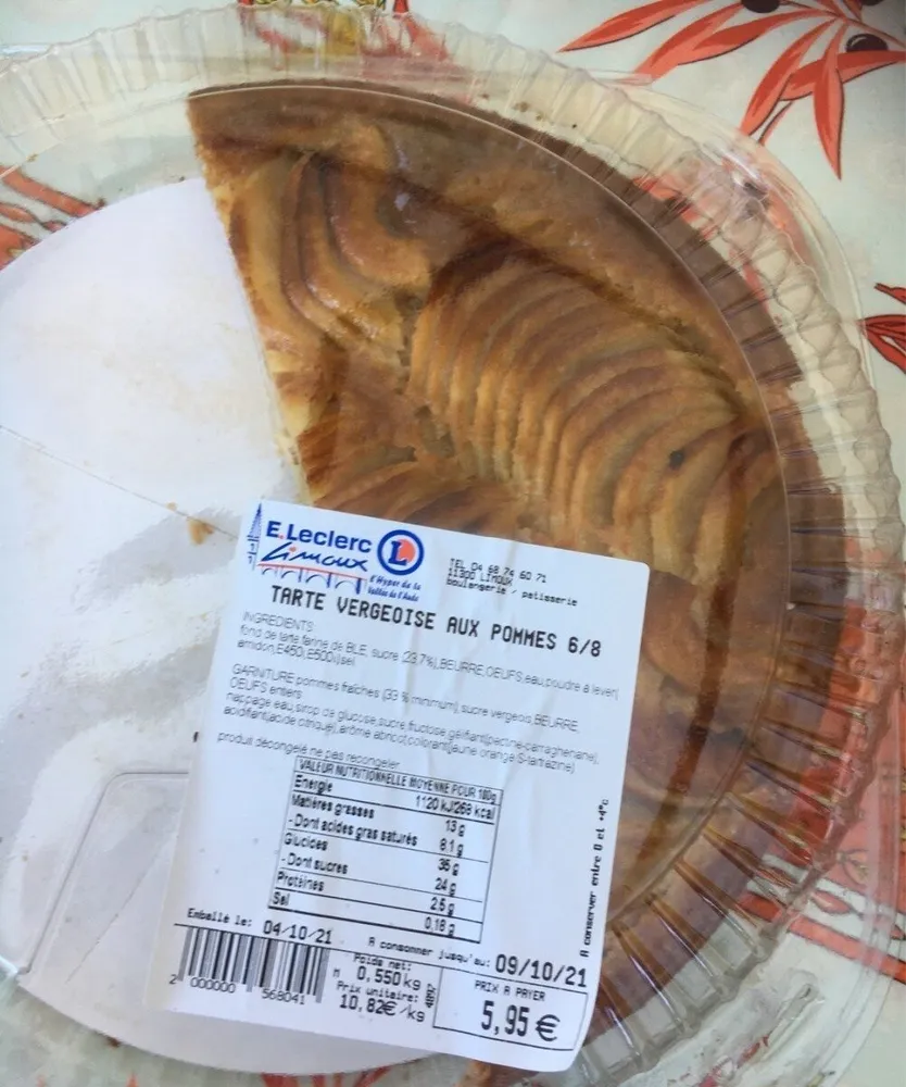 Tarte vergeoise aux pommes 6/8