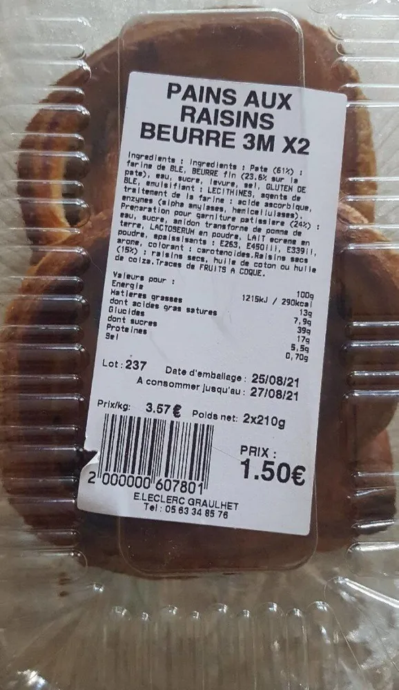 Pains aux raisins beurre