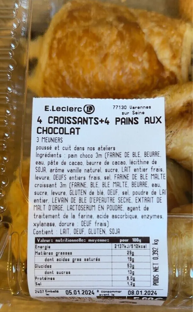 4 Croissants + 4 Pains aux chocolat
