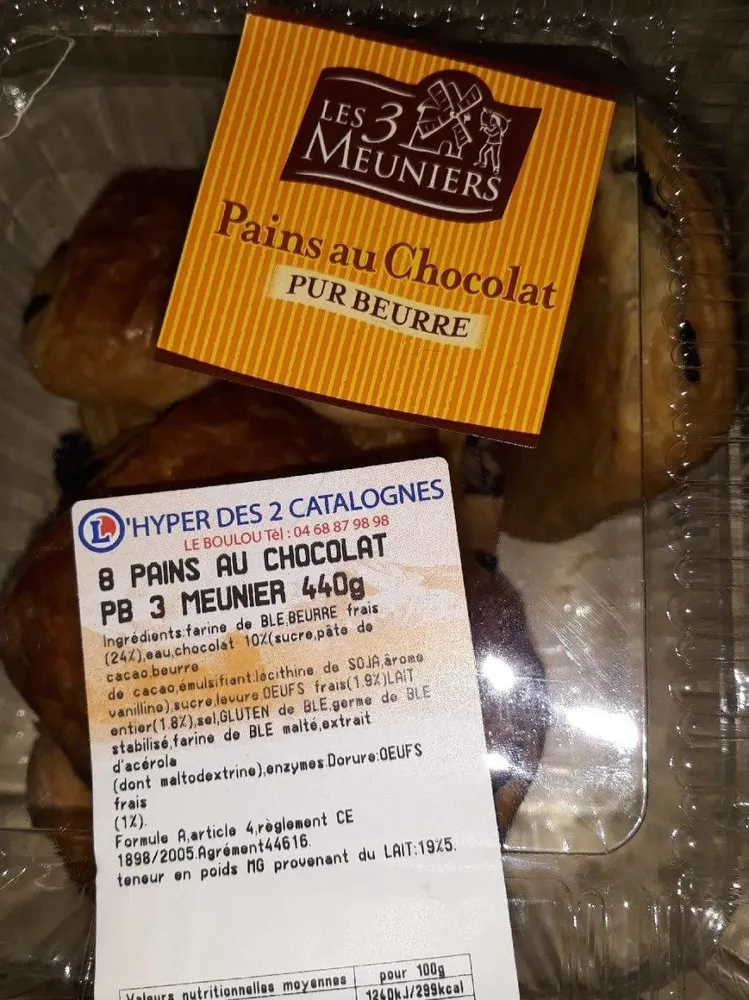 Pain au chocolat pb 3 meunier