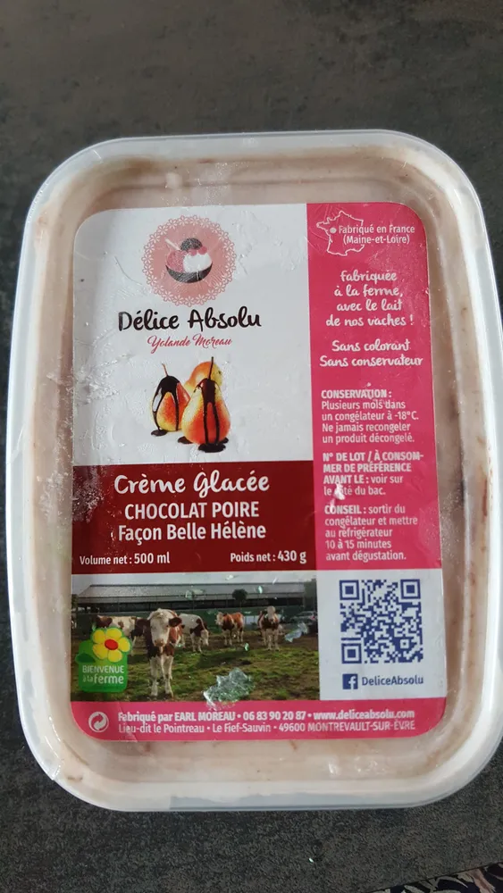 crème glacée chocolat poire façon belle Hélène