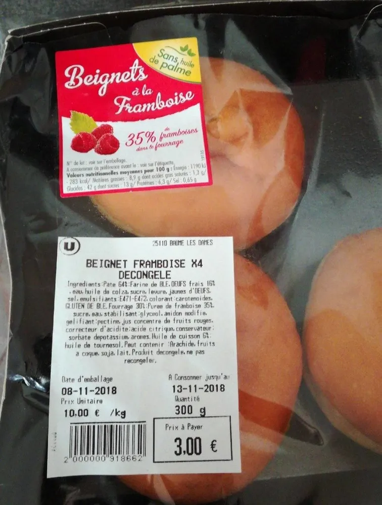 Beignet framboise x4 decongele