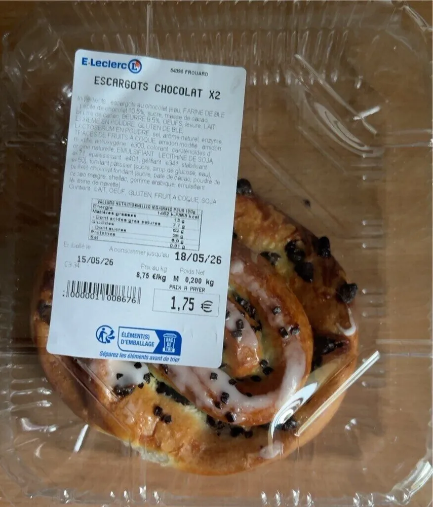 Escargots chocolat X2