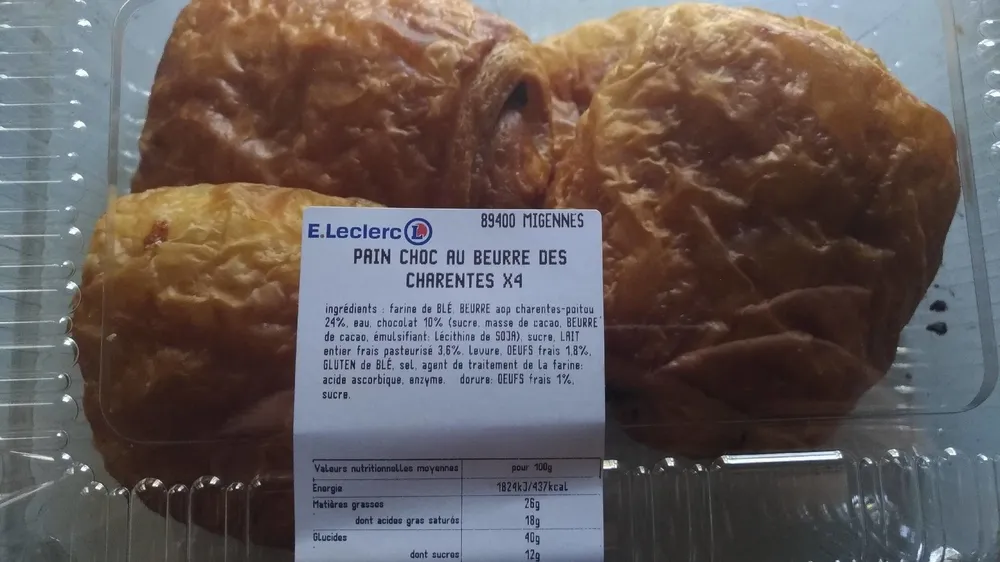 Pain Choc au Beurre Des Charrentes ×4