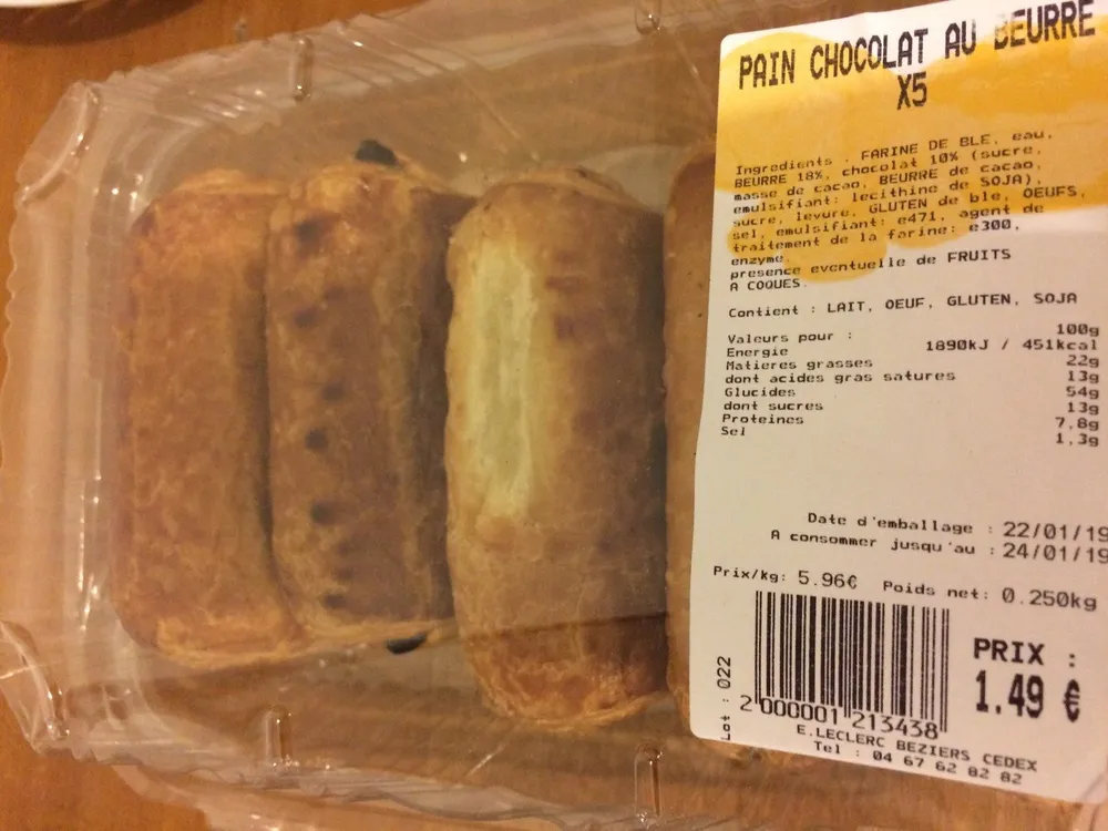 Pain au chocolat (beurre)