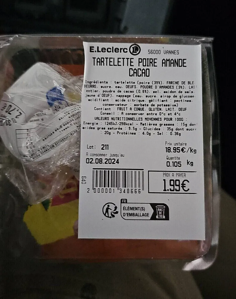 Tartelette Poire Amande Cacao