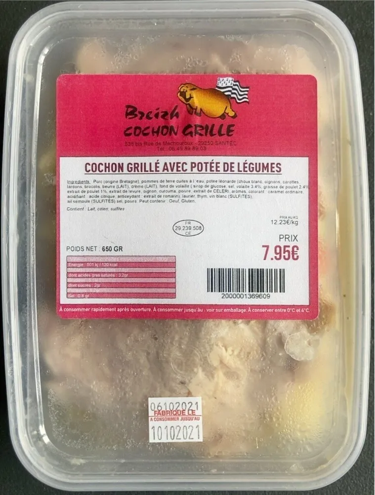 COCHON GRILLÉ avec potée de legumes