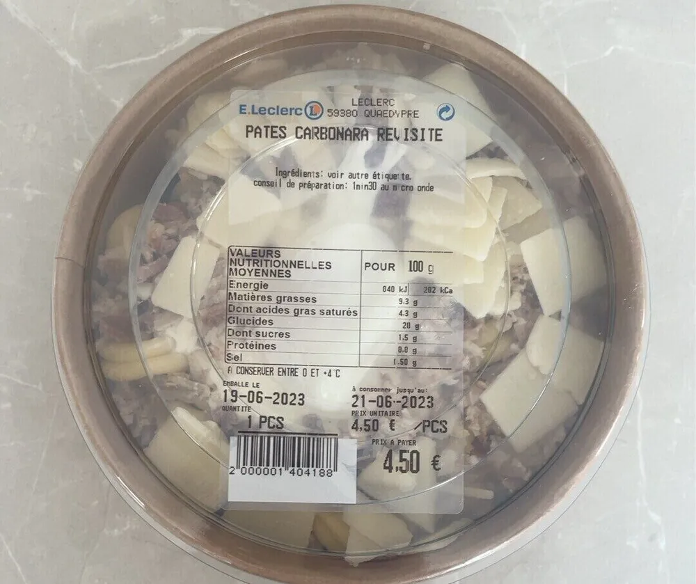 Pâtes Carbonara revisité