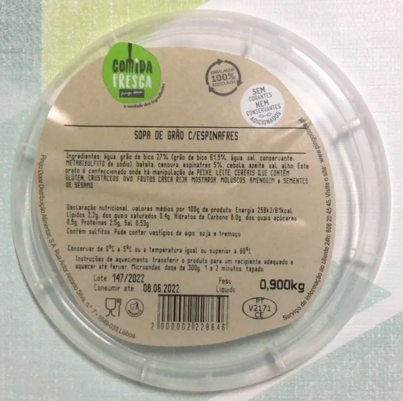 Sopa de Grão c/Espinafres