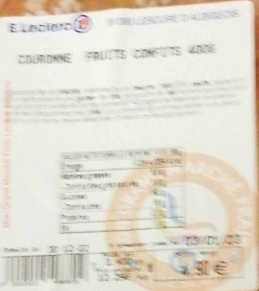 Couronne fruits confits 400gr de E. Leclerc