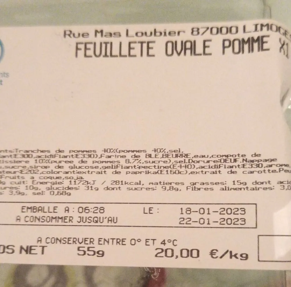 Feuilleté ovale pomme