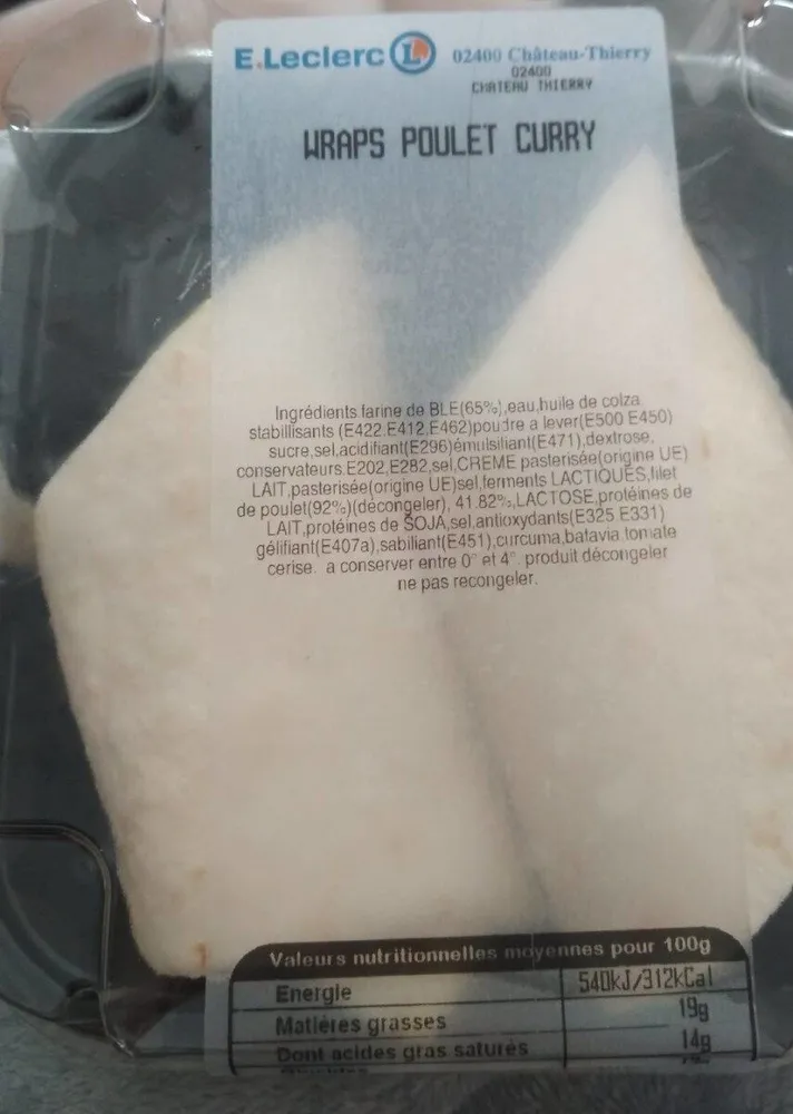Wraps poulet curry