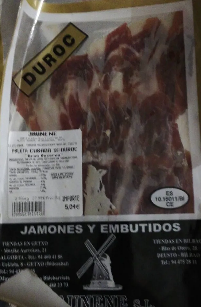 Paleta curada 100% duroc