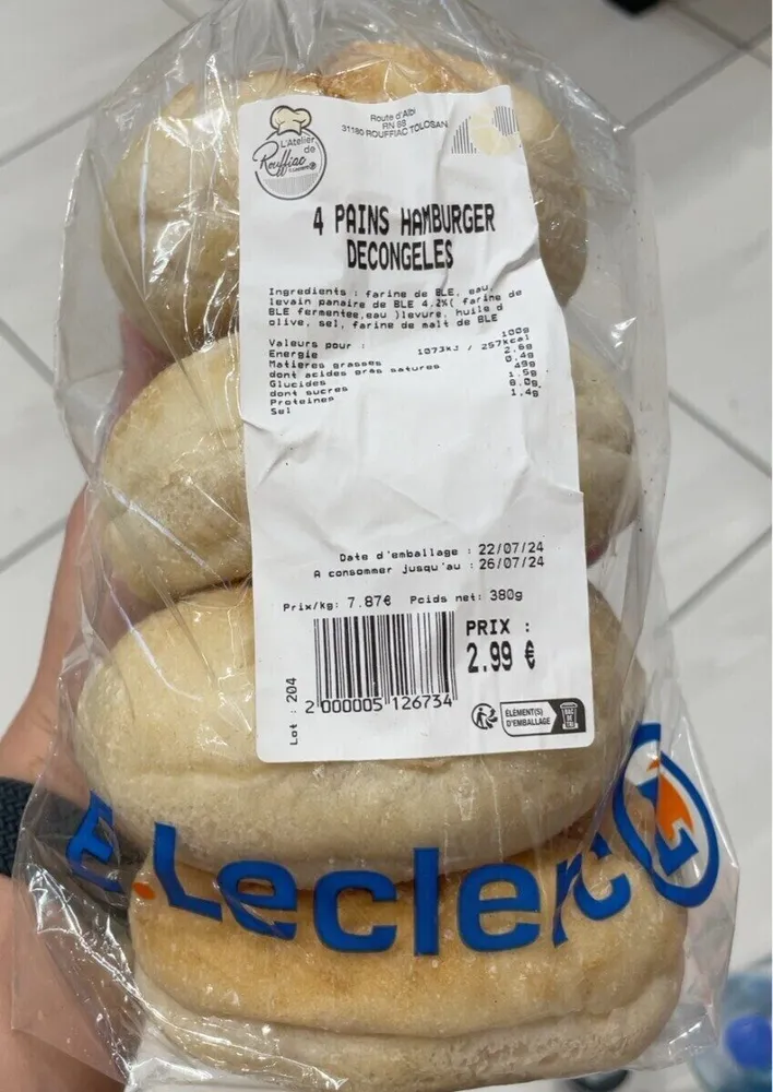 Pains hamburger decongelés