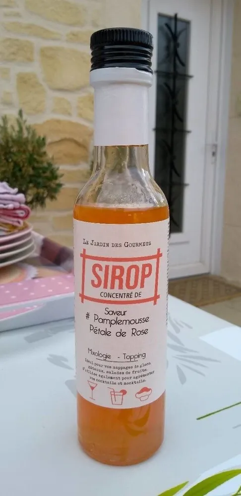 Sirop concentré de pamplemousse pétale de rose