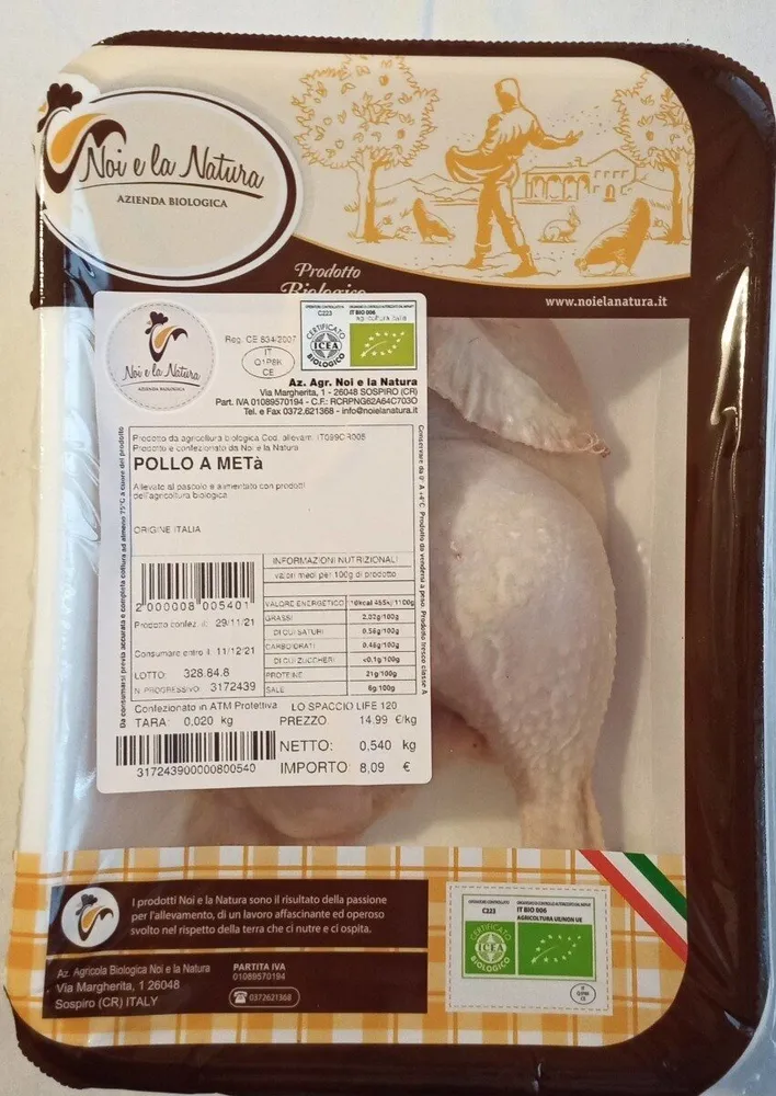 Pollo a metà