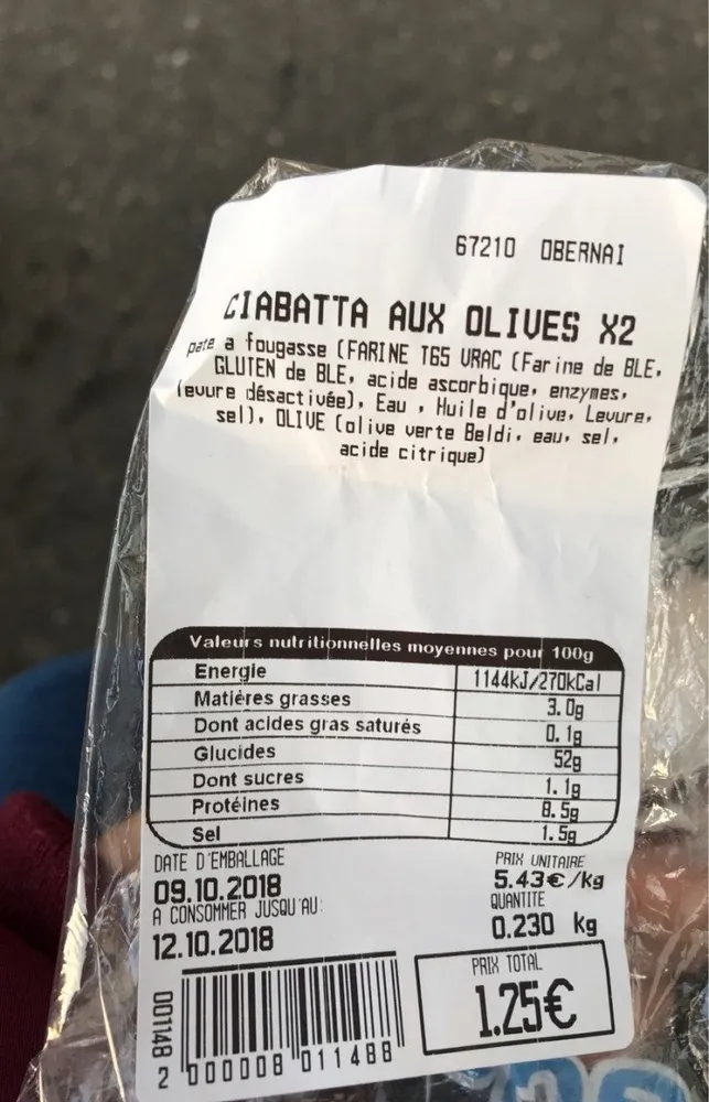 Ciabatta aux olives