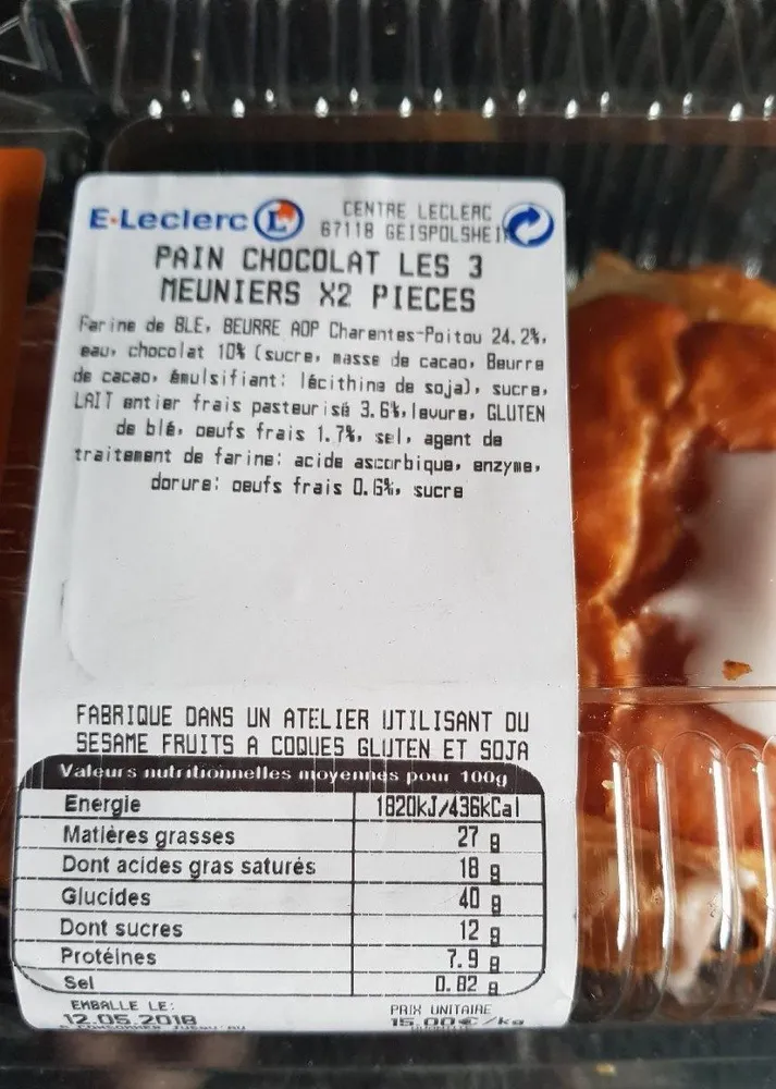 Pain au chocolat Beurre AOP