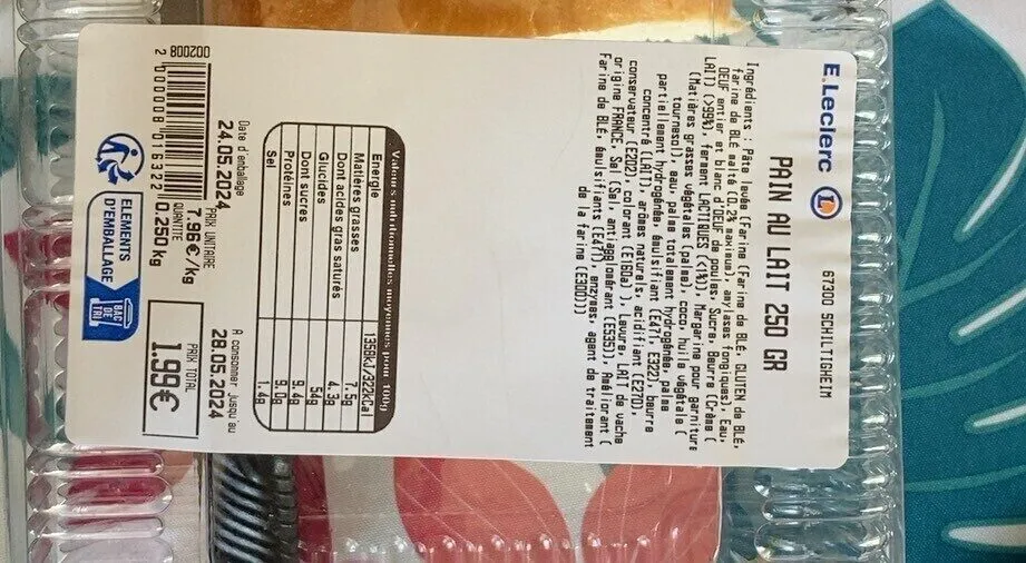 PAIN AU LAIT 250 GR
