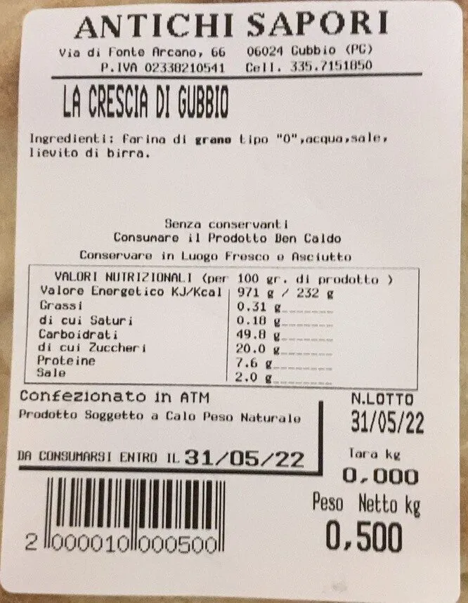la crescia di gubbio