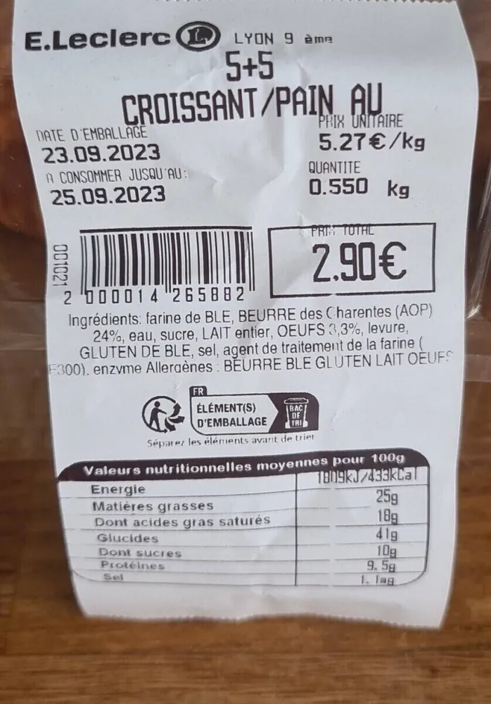 Croissant/pain au chocolat