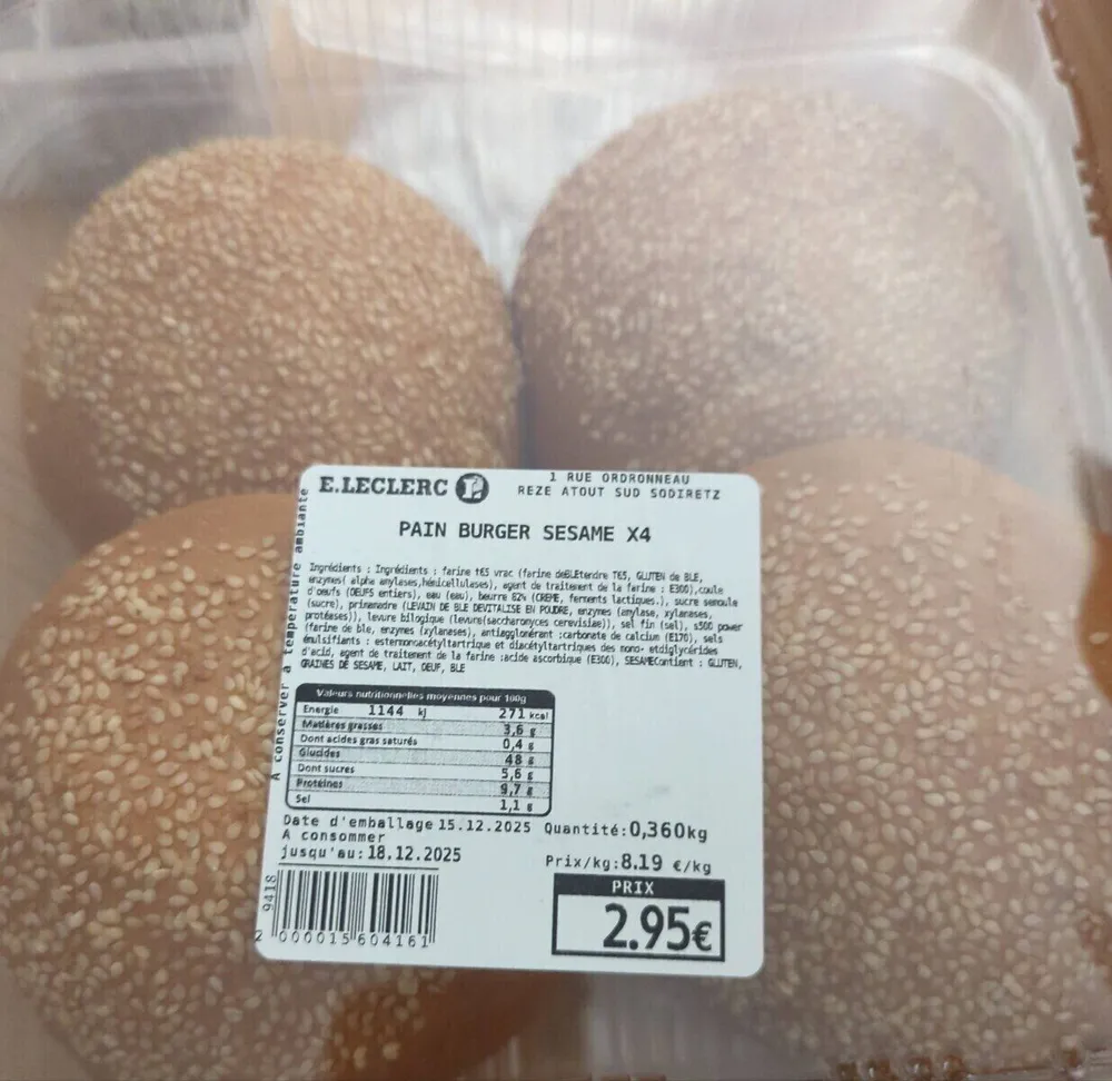 Pain burger sesame