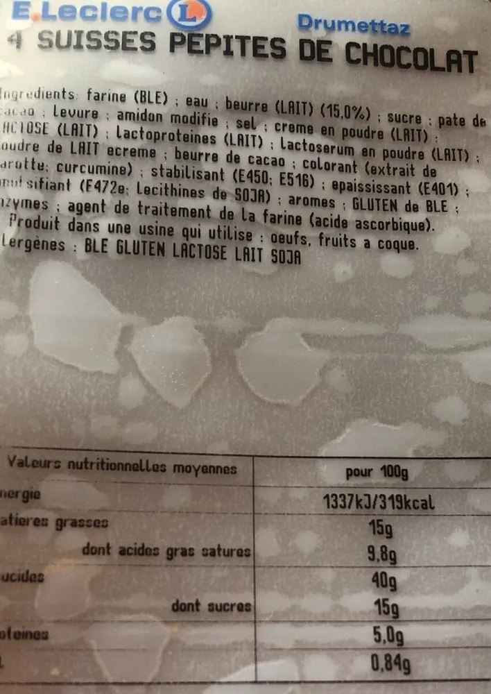 Suisses pépite de chocolat