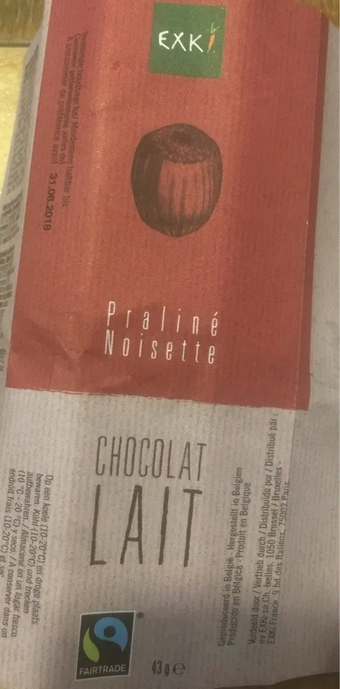 Chocolat lait praliné noisette