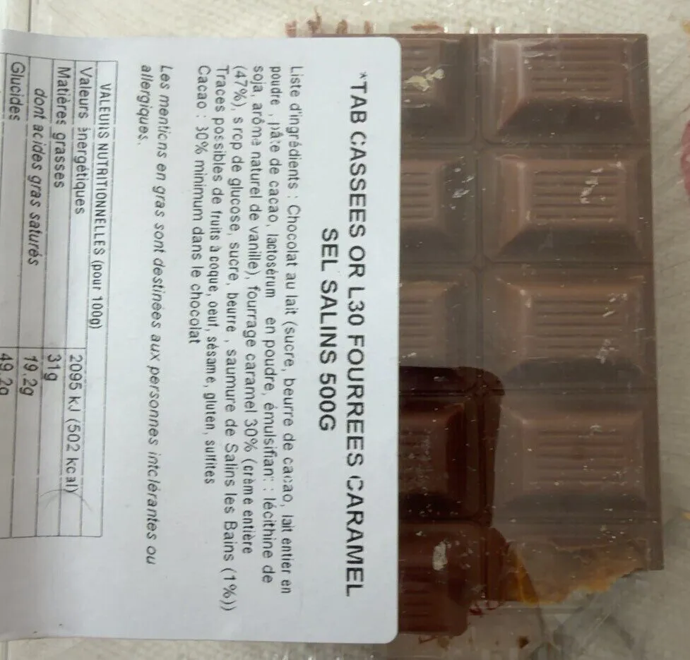 Tab cassees or l30 fourrees caramel sel salins