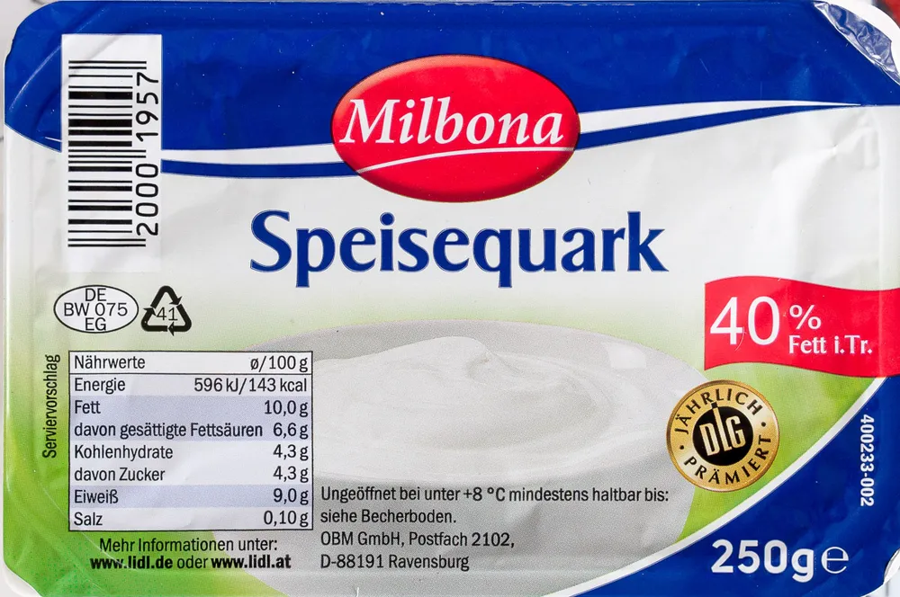 Speisequark 40% Fett i. Tr.