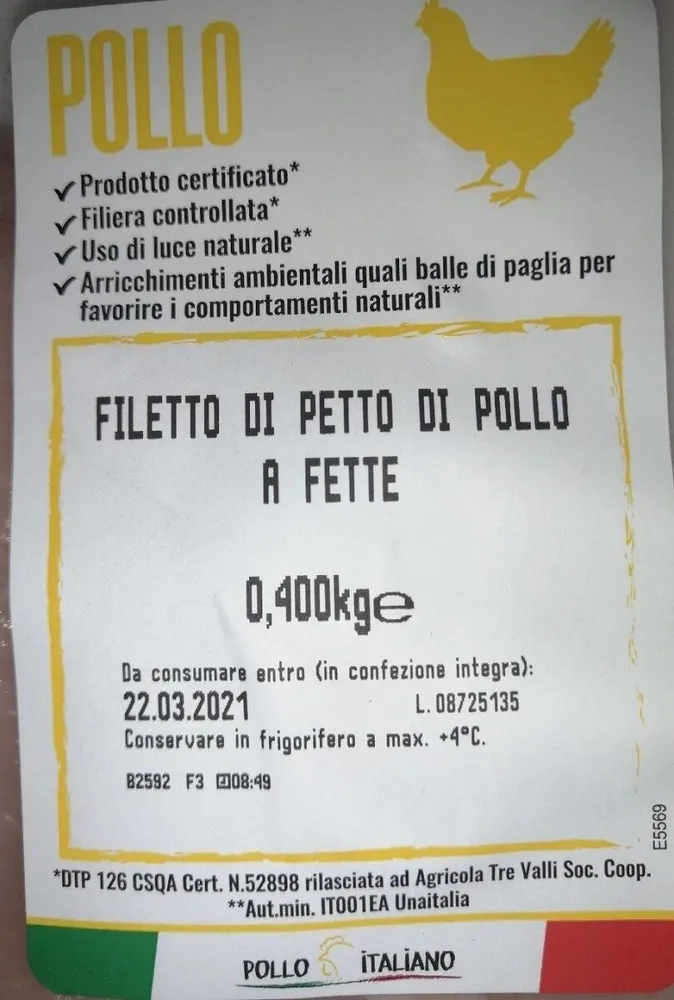 filetto di petto di pollo a fette