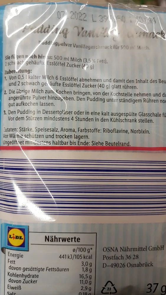 Pudding powder