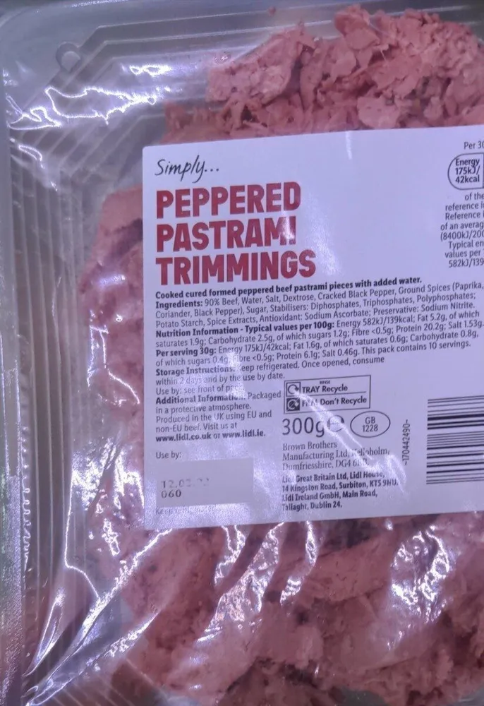 Peppered Pastrami trimmings