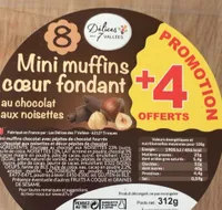 Mini muffins coeur fondant chocolat-noisettes