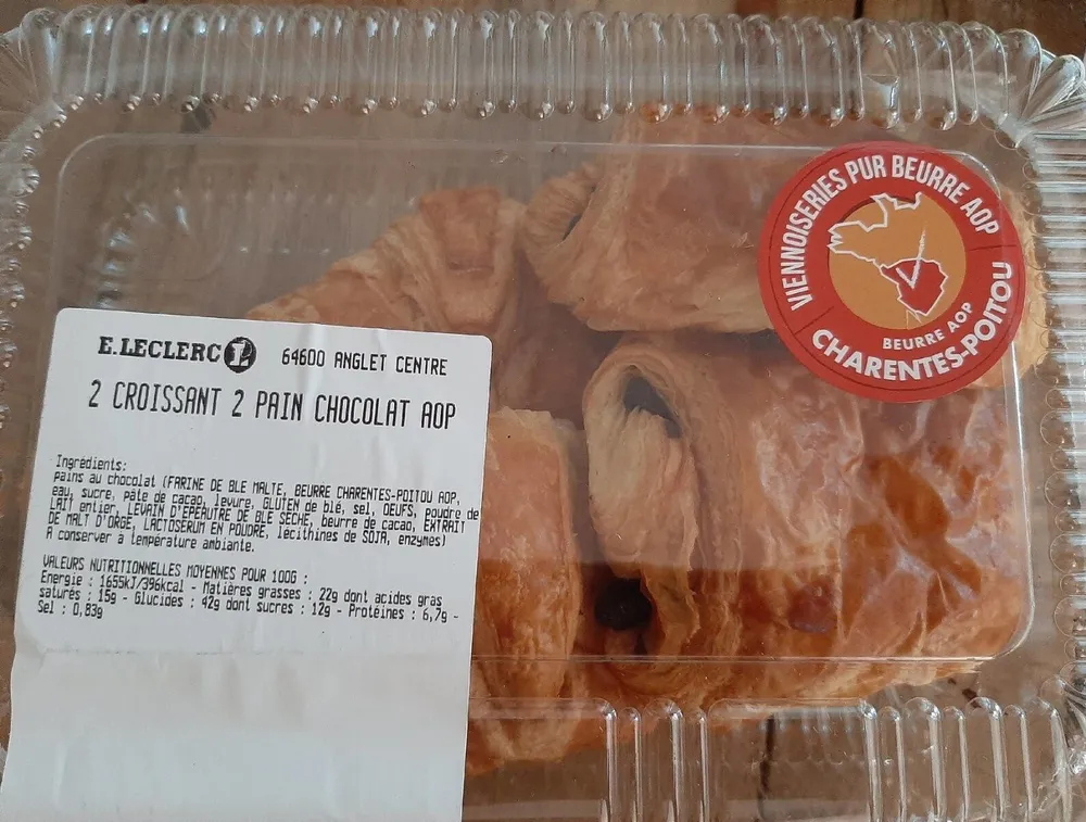 2 croissants 2 pains chocolat AOP